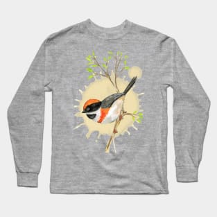 Black-throated bushtit watercolor Long Sleeve T-Shirt